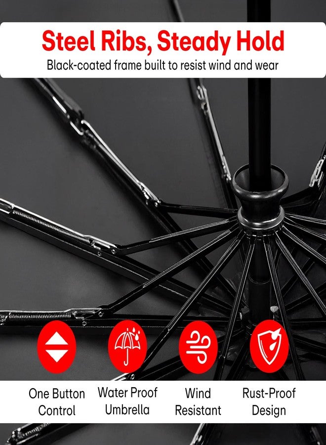 PRIME PICK مظلة برايم بيك الطبيعية، مظلة سفر أنيقة وصغيرة الحجم للشمس والمطر - خفيفة الوزن ومقاومة للرياح ومتينة، تصميم قابل للطي والفتح والإغلاق التلقائي، مناسبة للرجال والنساء، لون أزرق داكن - Image 3